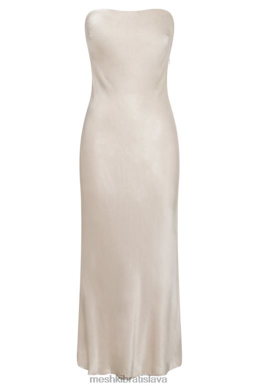 Meshki Mischa midi šaty bez ramienok s čipkovanými detailmi oblečenie šampanské 4N0F631