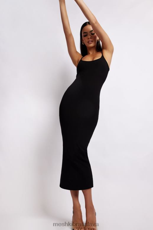 Meshki alexis rebrované cami midi šaty oblečenie čierna 4N0F6361