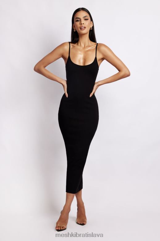 Meshki alexis rebrované cami midi šaty oblečenie čierna 4N0F6361