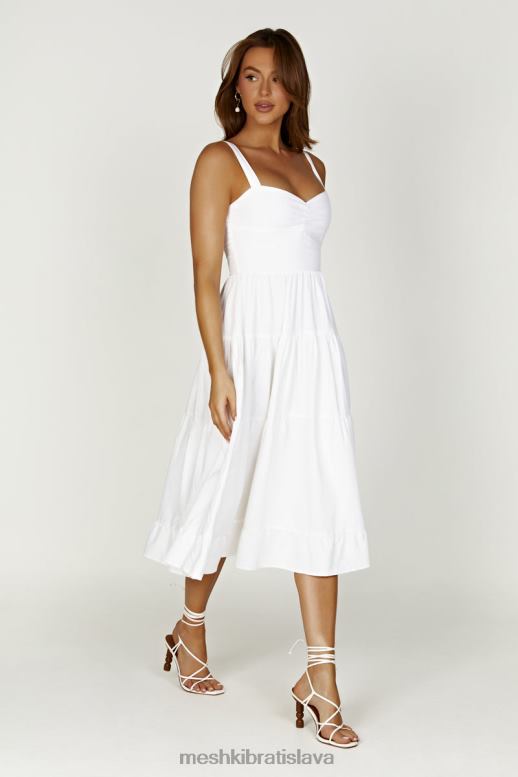 Meshki ľanové midi šaty adriana oblečenie biely 4N0F6414
