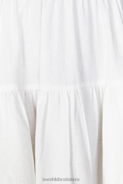Meshki ľanové midi šaty adriana oblečenie biely 4N0F6414