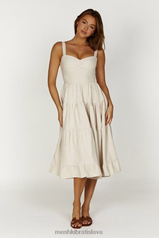 Meshki ľanové midi šaty adriana oblečenie prirodzené 4N0F6194