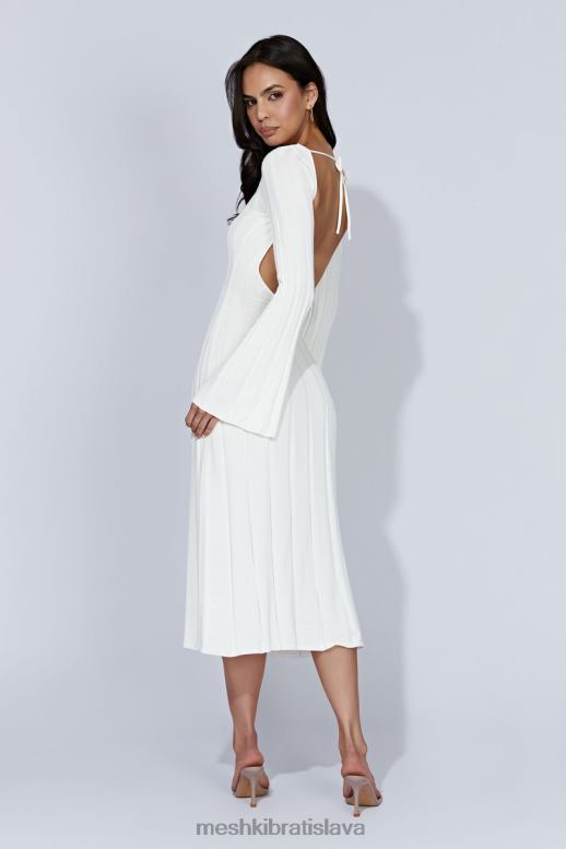 Meshki borievkové midi šaty so svetlicovým rukávom oblečenie biely 4N0F6362
