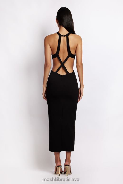 Meshki briana vystrihla midi šaty oblečenie čierna 4N0F6721