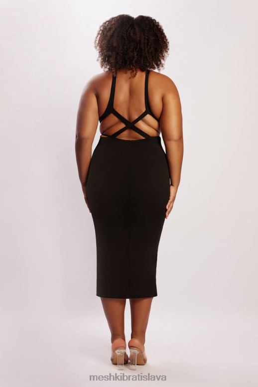 Meshki briana vystrihla midi šaty oblečenie čierna 4N0F6721