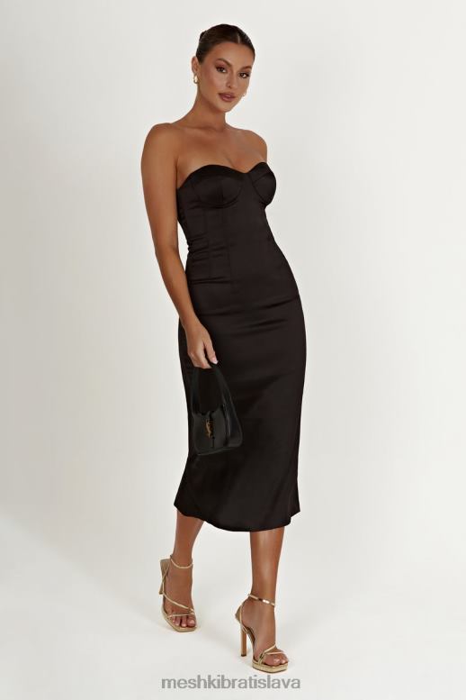 Meshki bryony cupped bodycon midi šaty oblečenie čierna 4N0F6393