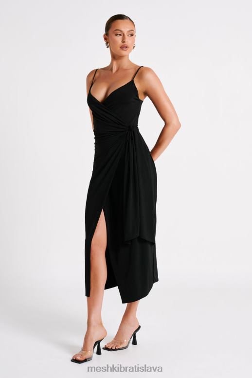 Meshki caroline zahalené midi šaty oblečenie čierna 4N0F6109