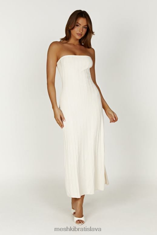 Meshki dolce extrémne rebrové midi šaty bez ramienok oblečenie slonovina 4N0F6265