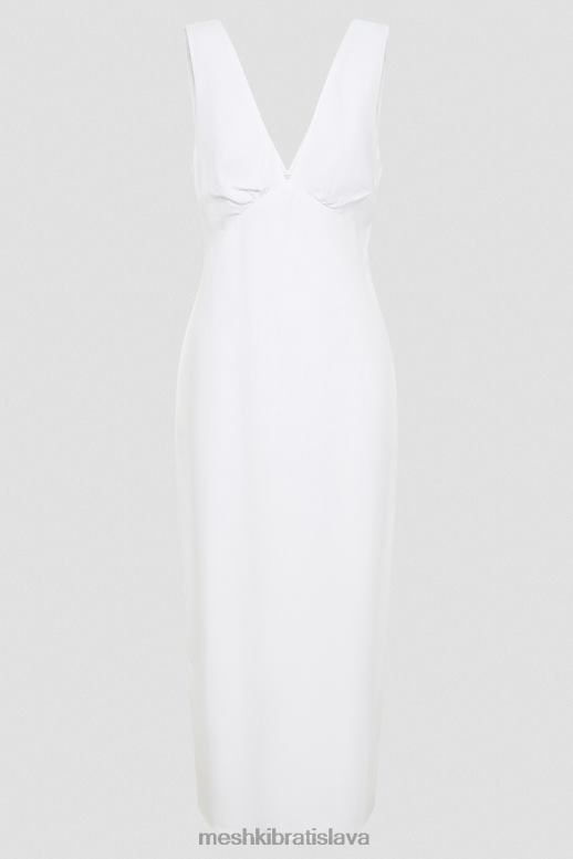 Meshki elspeth ľanové midi šaty oblečenie biely 4N0F6332