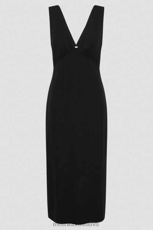 Meshki elspeth ľanové midi šaty oblečenie čierna 4N0F6403