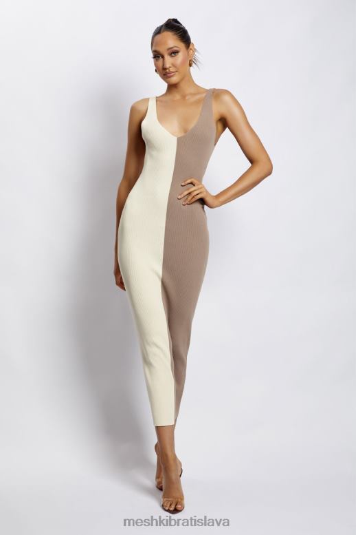 Meshki jodie dvojfarebné midi šaty s výstrihom do V oblečenie viac nahá 4N0F6750