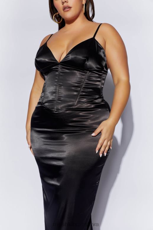 Meshki korzetové midi šaty brie oblečenie čierna 4N0F6644