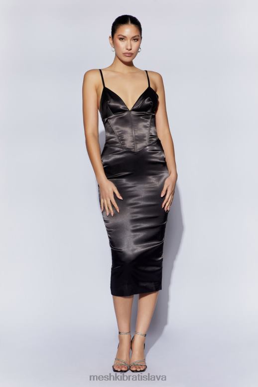 Meshki korzetové midi šaty brie oblečenie čierna 4N0F6644