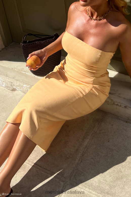 Meshki kyleigh ľanové midi šaty bez ramienok oblečenie mango 4N0F6341