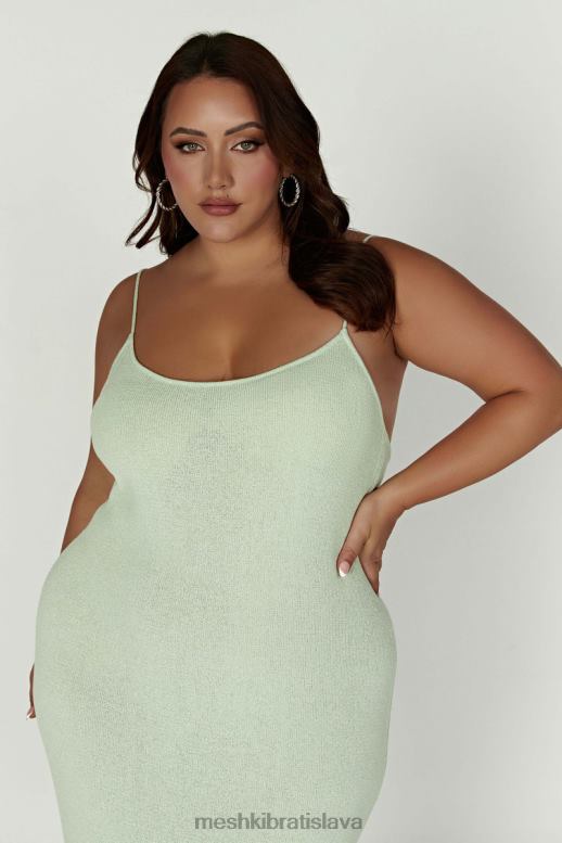 Meshki magnóliové pletené midi šaty oblečenie pistáciová zelená 4N0F6321