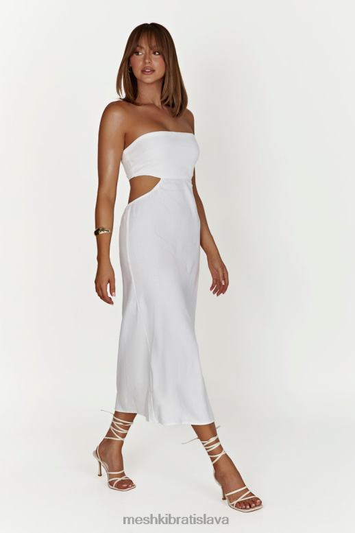 Meshki marlow ľanové midi šaty oblečenie biely 4N0F6564