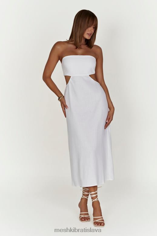 Meshki marlow ľanové midi šaty oblečenie biely 4N0F6564