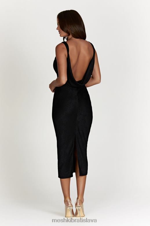 Meshki midi šaty fallon cowl oblečenie čierna 4N0F6634