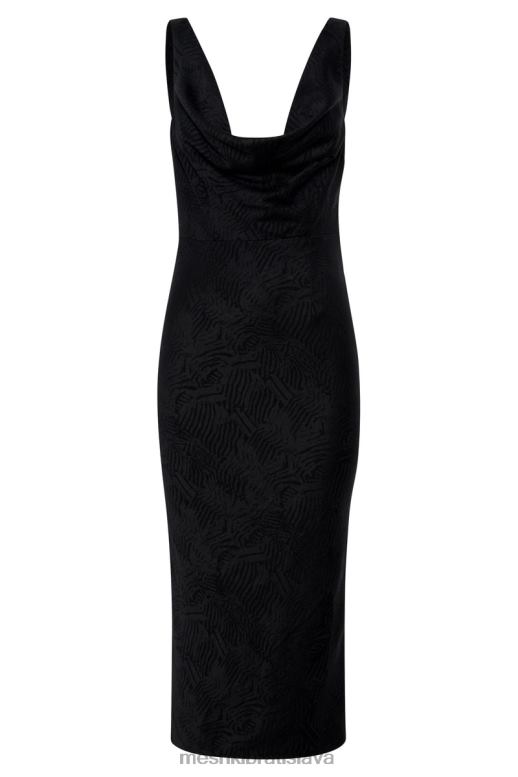 Meshki midi šaty fallon cowl oblečenie čierna 4N0F6634