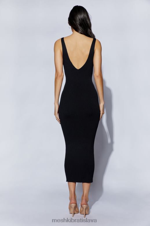 Meshki midi šaty jodie do V oblečenie čierna 4N0F6375