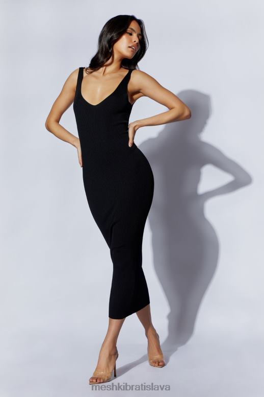 Meshki midi šaty jodie do V oblečenie čierna 4N0F6375