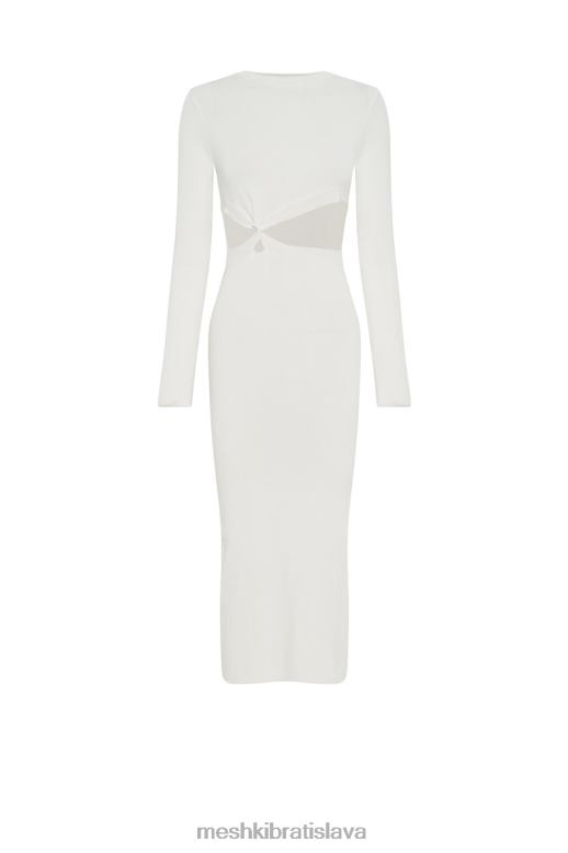 Meshki midi šaty mila twist vpredu oblečenie biely 4N0F6455
