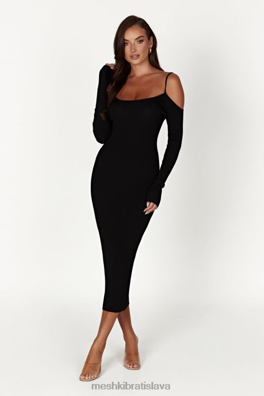 Meshki midi šaty z bambuckého úpletu oblečenie čierna 4N0F6228