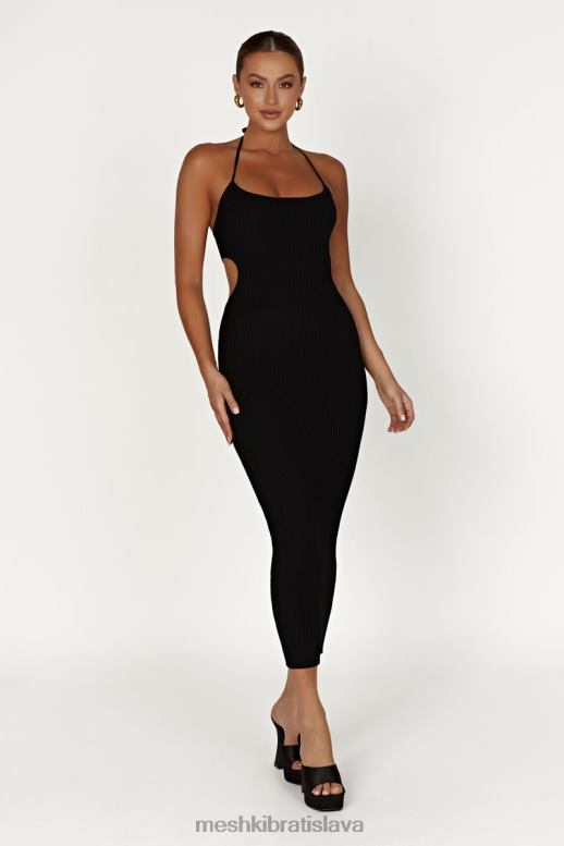 Meshki morgan halter pletené midi šaty oblečenie čierna 4N0F6491