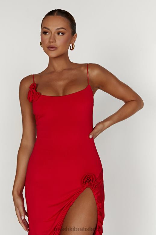 Meshki nevaeh rose midi šaty oblečenie červená 4N0F6277