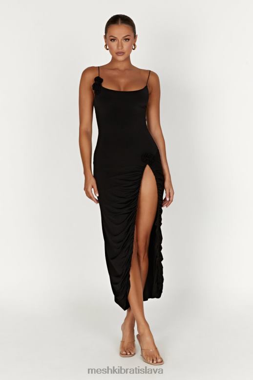 Meshki nevaeh rose midi šaty oblečenie čierna 4N0F6219