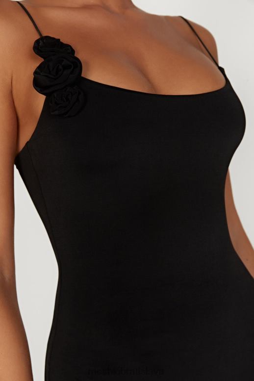 Meshki nevaeh rose midi šaty oblečenie čierna 4N0F6219