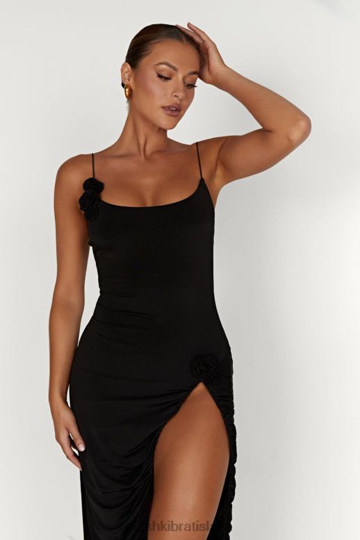 Meshki nevaeh rose midi šaty oblečenie čierna 4N0F6219