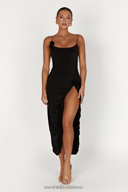 Meshki nevaeh rose midi šaty oblečenie čierna 4N0F6219