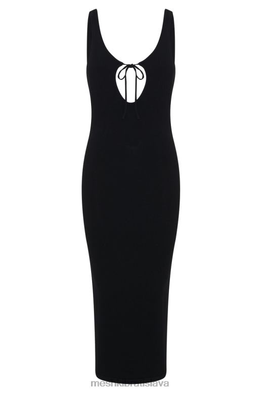 Meshki nola cut out pletené midi šaty oblečenie čierna 4N0F6649