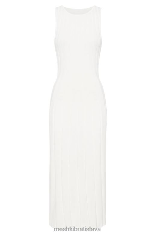 Meshki osikové zadné úpletové midi šaty s kľúčovou dierkou oblečenie biely 4N0F6440