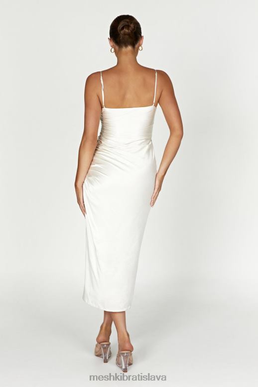 Meshki saténové midi šaty claudette oblečenie slonovina 4N0F6567