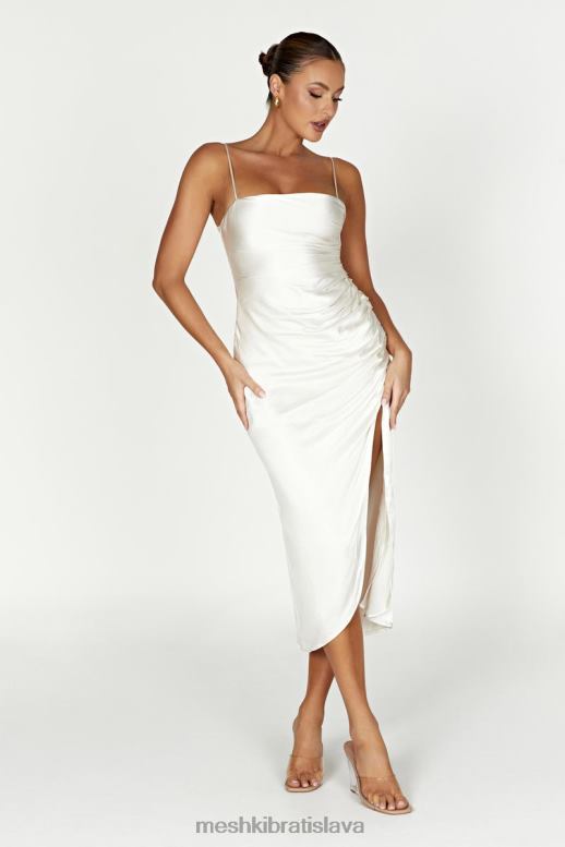 Meshki saténové midi šaty claudette oblečenie slonovina 4N0F6567