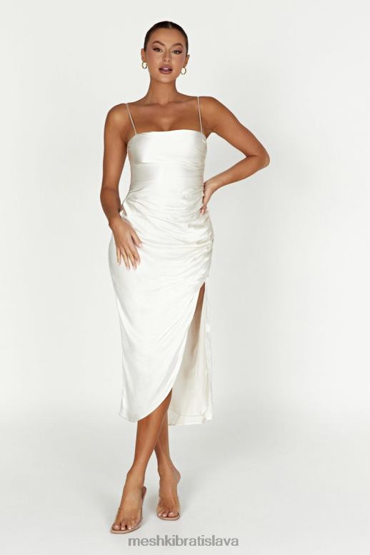 Meshki saténové midi šaty claudette oblečenie slonovina 4N0F6567