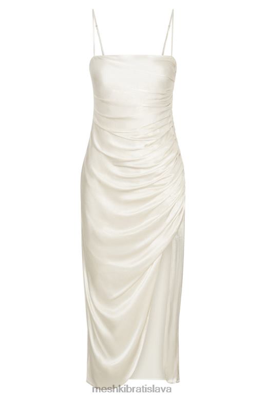 Meshki saténové midi šaty claudette oblečenie slonovina 4N0F6567