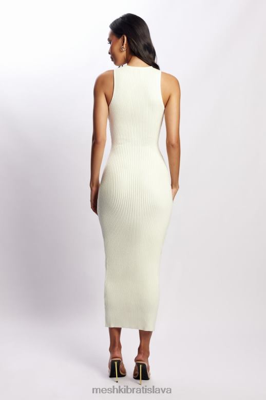 Meshki sienna pletené midi šaty oblečenie biely 4N0F6418