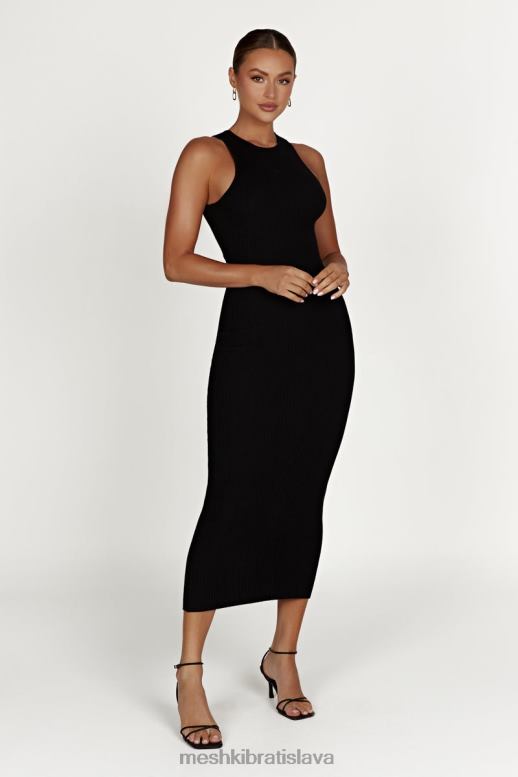 Meshki sienna pletené midi šaty oblečenie čierna 4N0F6463