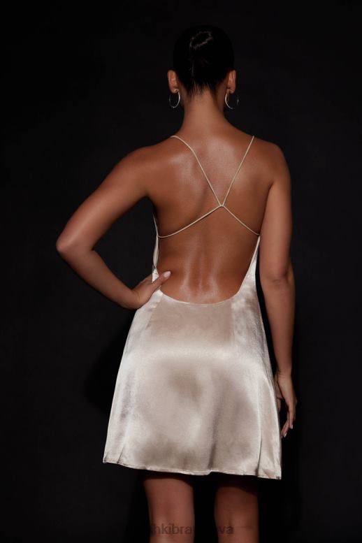 Meshki briah diamante lanové mini šaty oblečenie šampanské 4N0F6679