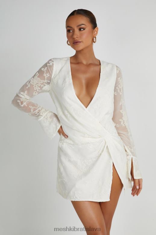 Meshki emory burnout zamatové šaty oblečenie biely 4N0F6270