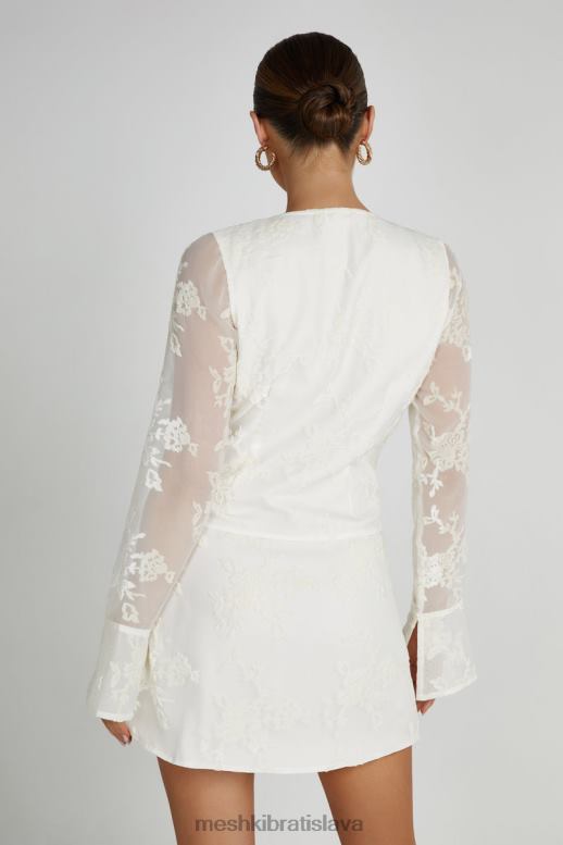 Meshki emory burnout zamatové šaty oblečenie biely 4N0F6270