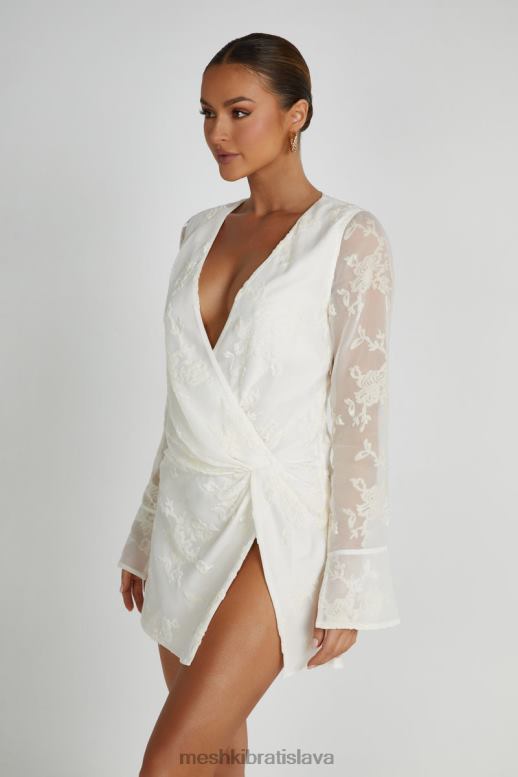 Meshki emory burnout zamatové šaty oblečenie biely 4N0F6270