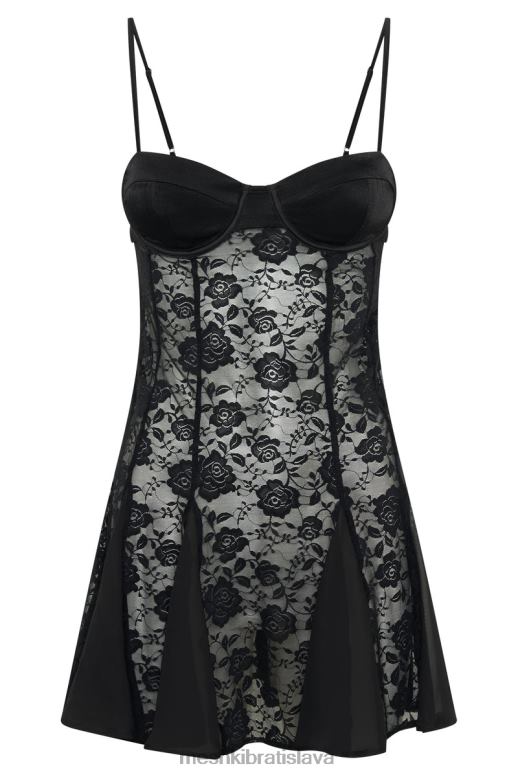 Meshki čipkované mini šaty lolita oblečenie čierna 4N0F6411