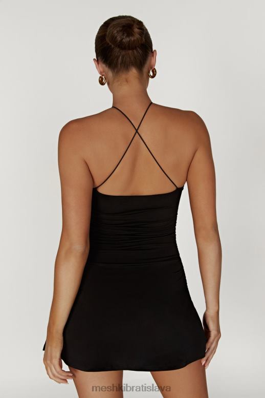 Meshki minišaty adeline rose halter oblečenie čierna 4N0F6285