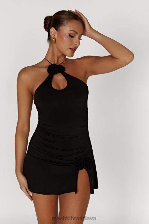 Meshki minišaty adeline rose halter oblečenie čierna 4N0F6285