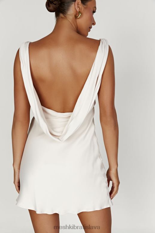 Meshki nadia saténové minišaty s kapucňou na chrbte oblečenie béžová 4N0F6405