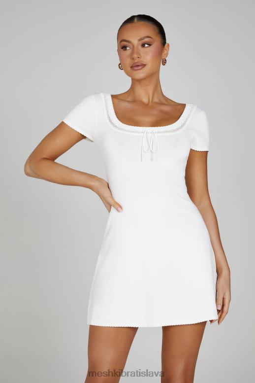 Meshki úpletové minišaty georgia pointelle oblečenie biely 4N0F681